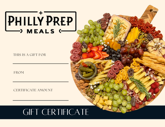 Gift Certificate for Charcuterie Boards in Philadelphia | Philly Prep Meals